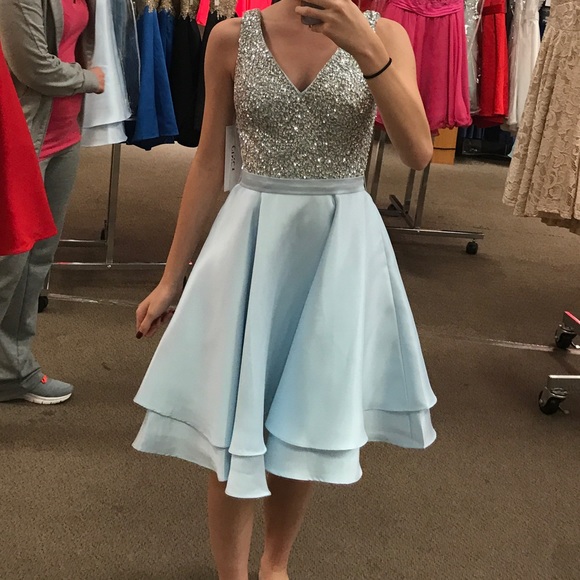 light blue sequin top
